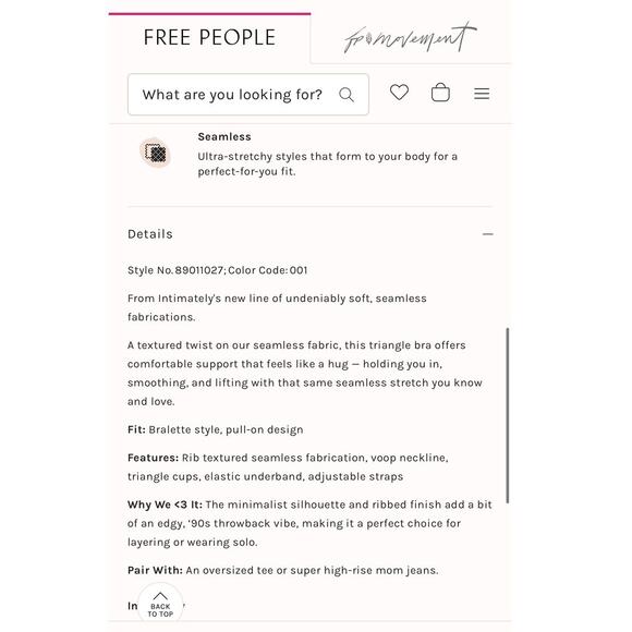 FREE PEOPLE NWT The Rib Reach For Triangle Bra in Black – Medium / Large - Picture 10 of 11
